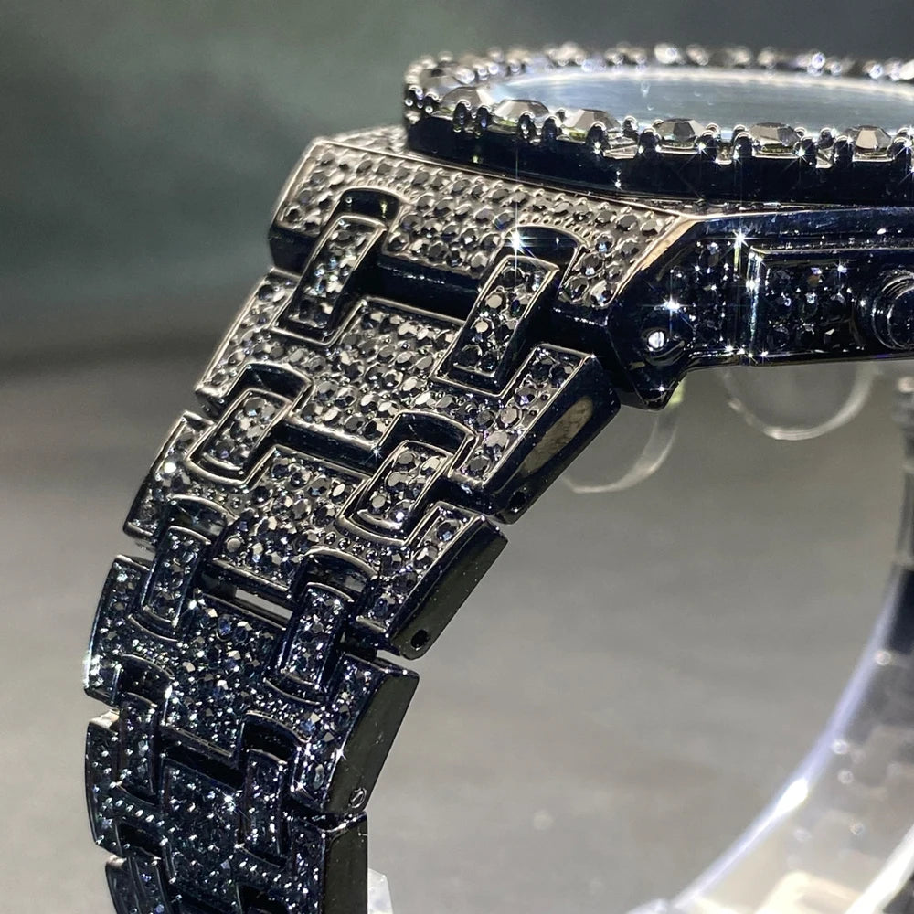 Fully Iced Green Arabic Numeral Watch - Different Drips