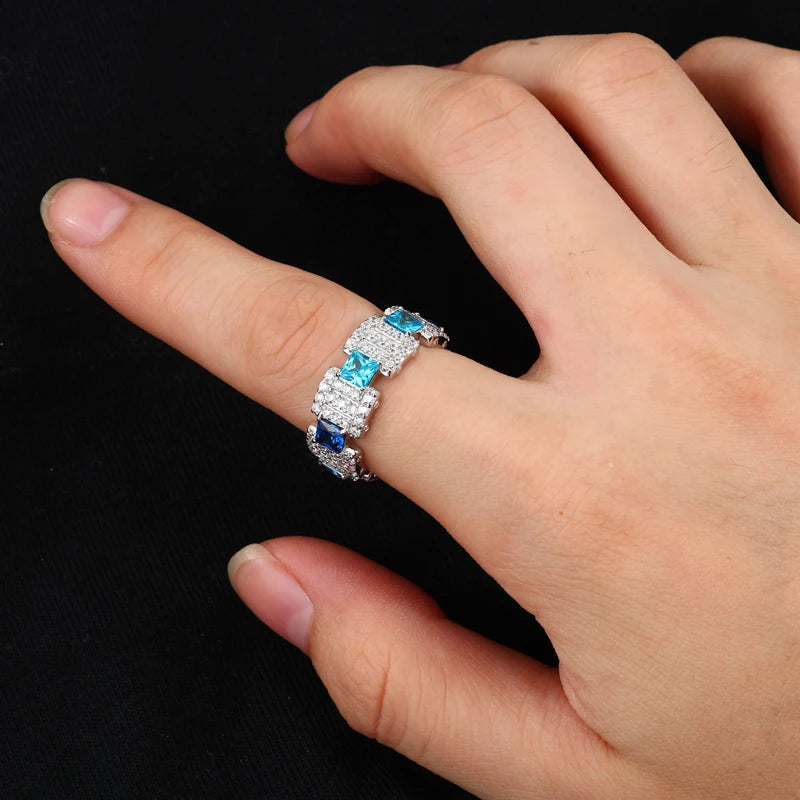 Two-Tone Blue Sapphire & Aquamarine Statement Ring - Different Drips