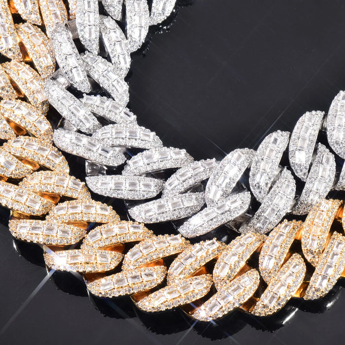 20mm Clustered Baguette Cuban Link Chain - Different Drips