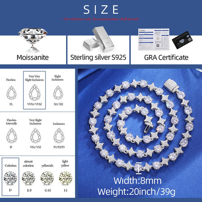 8mm S925 Moissanite Star Link Tennis Chain - Different Drips