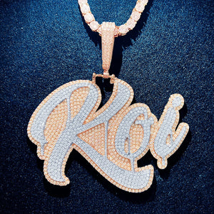 Big Layered Cursive Custom Letter Pendant - Different Drips