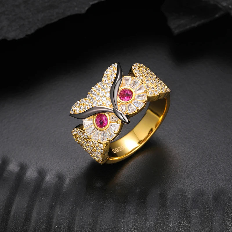 S925 Moissanite Diamond Owl Ring - Different Drips