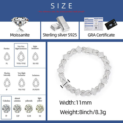 S925 Moissanite Diamond Infinity Square Link Chain - Different Drips