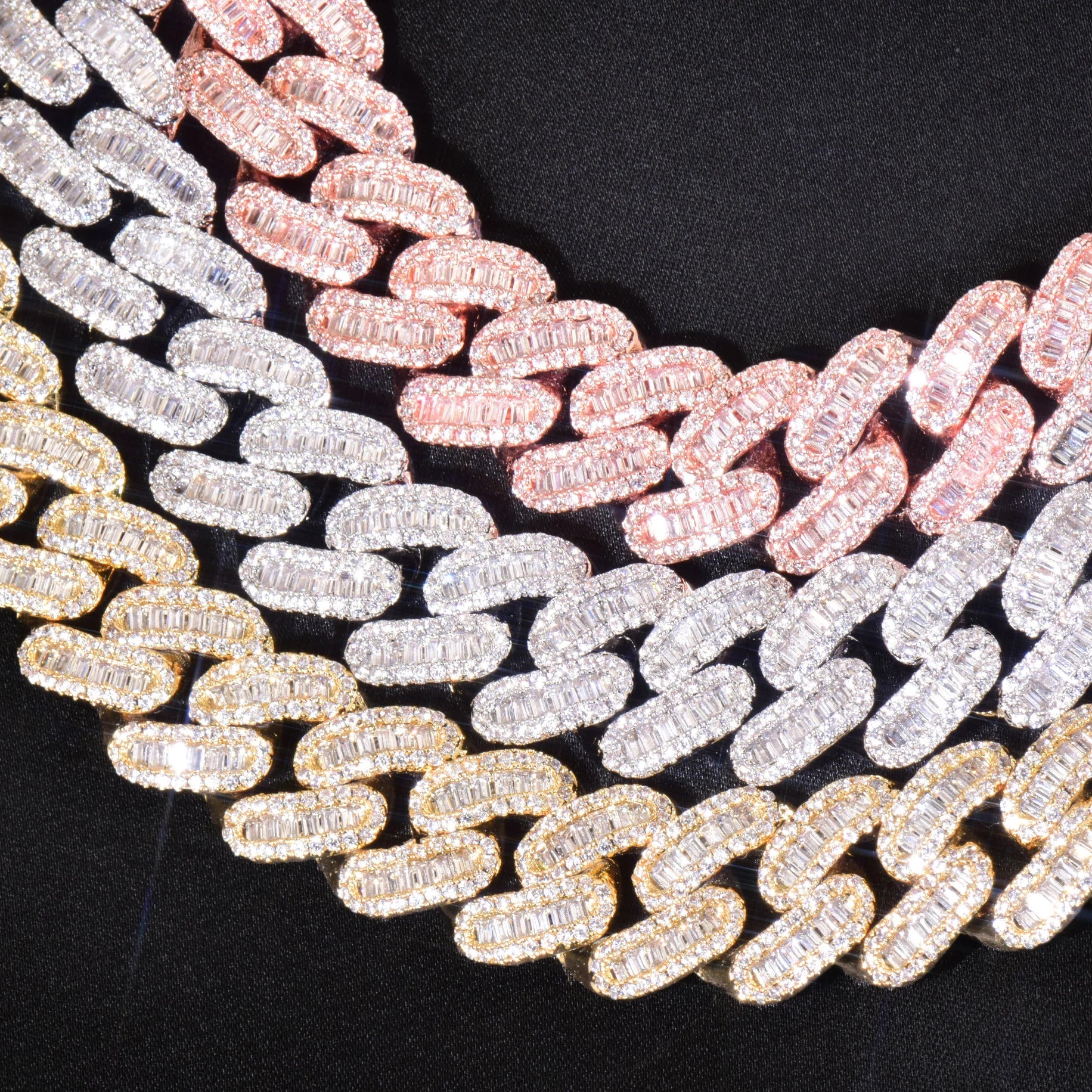 12mm Baguette Cuban Link Chain - Different Drips