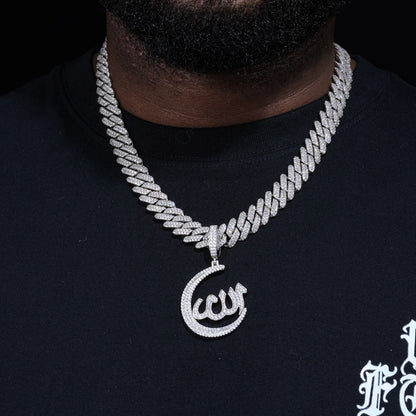 S925 Moissanite Crescent Allah Pendant - Different Drips