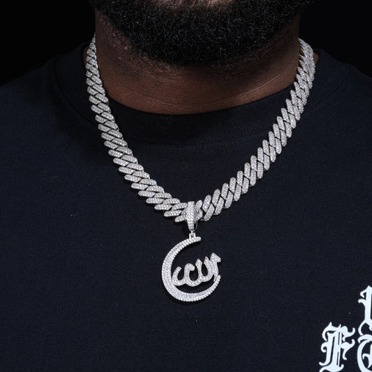 S925 Moissanite Crescent Allah Pendant - Different Drips