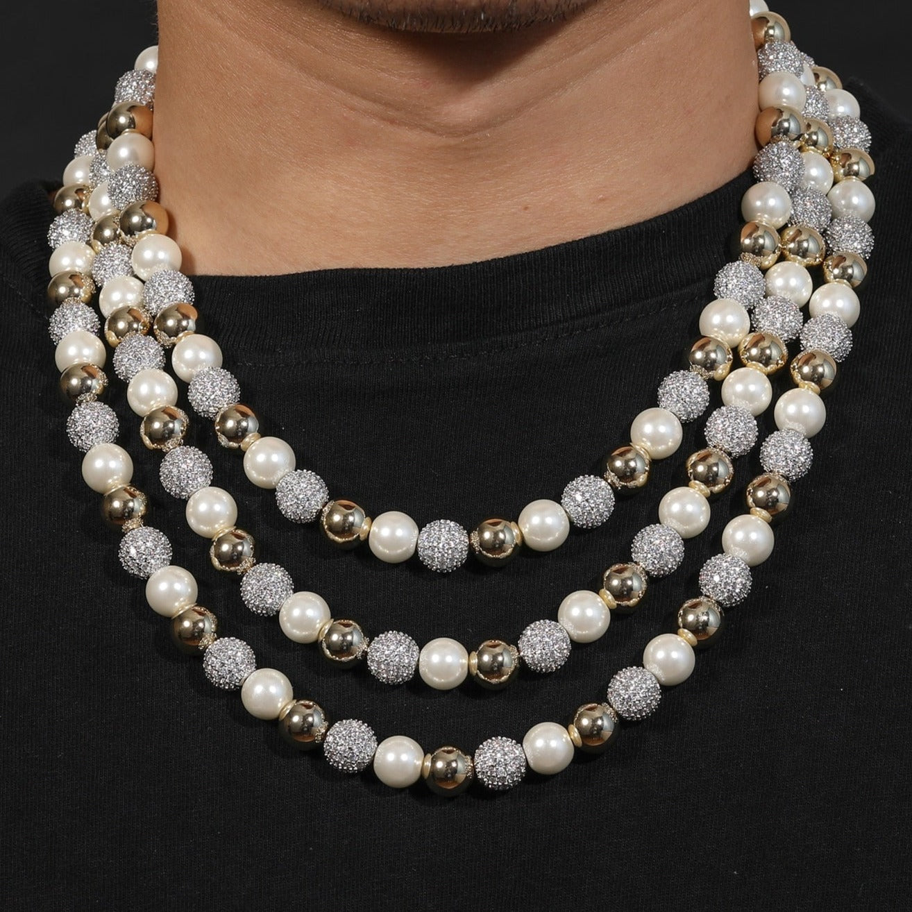 10mm Iced Pearl Link Chain - Different Drips