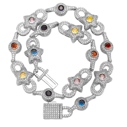 Multicolor Gemstone Infinity Link Chain