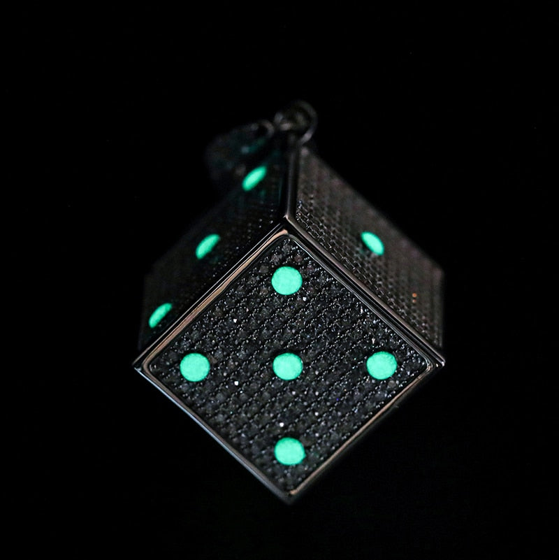 S925 Moissanite Glow In The Dark Dice Pendant - Different Drips