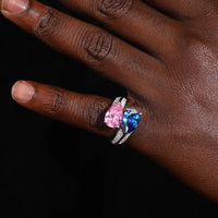 Thumbnail for S925 Moissanite Pink & Blue Gem Ring - Different Drips