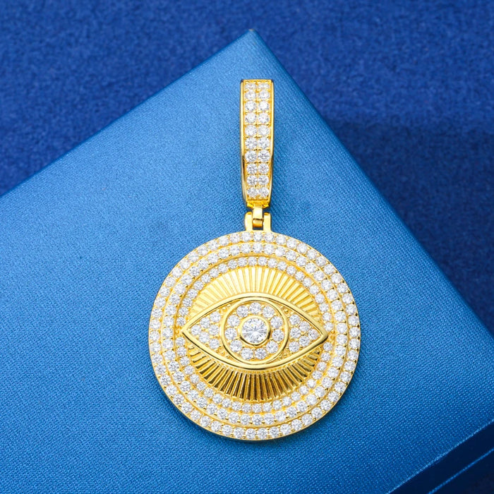 S925 Moissanite Evil Eye Medallion Pendant - Different Drips