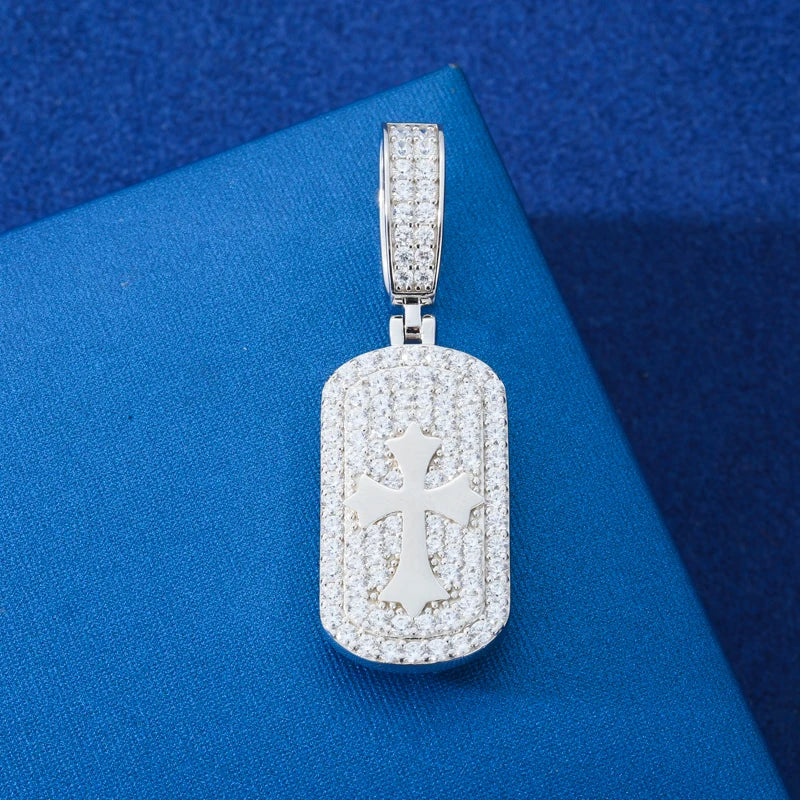 S925 Moissanite Cross Dog Tag Pendant - Different Drips