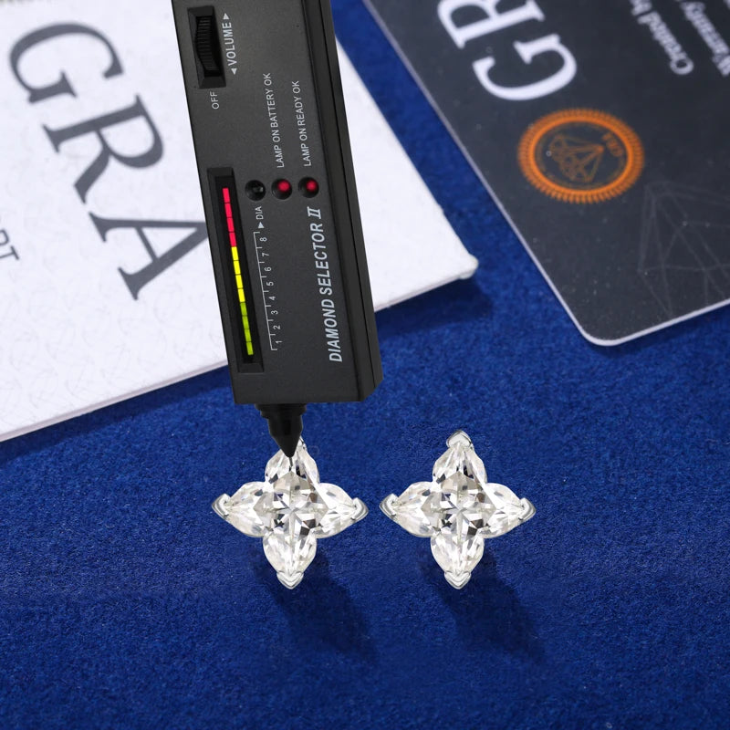 925 Sterling Silver Lily Cut Moissanite Stud Earrings - Different Drips