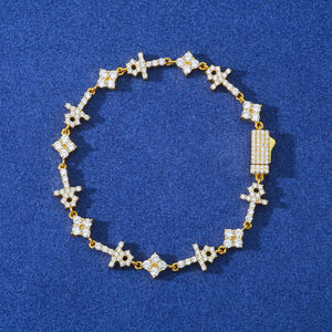 S925 Moissanite Mini Cross & Star Bracelet - Different Drips