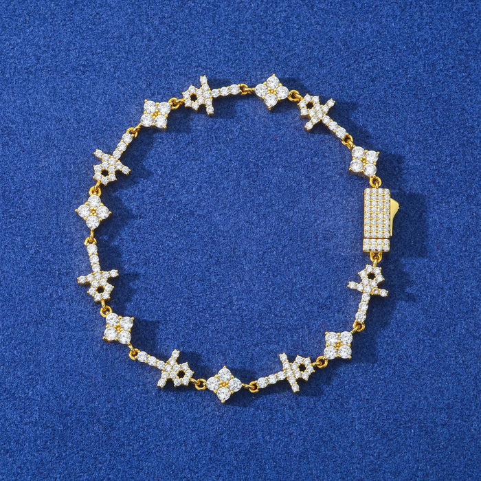 S925 Moissanite Mini Cross & Star Bracelet - Different Drips