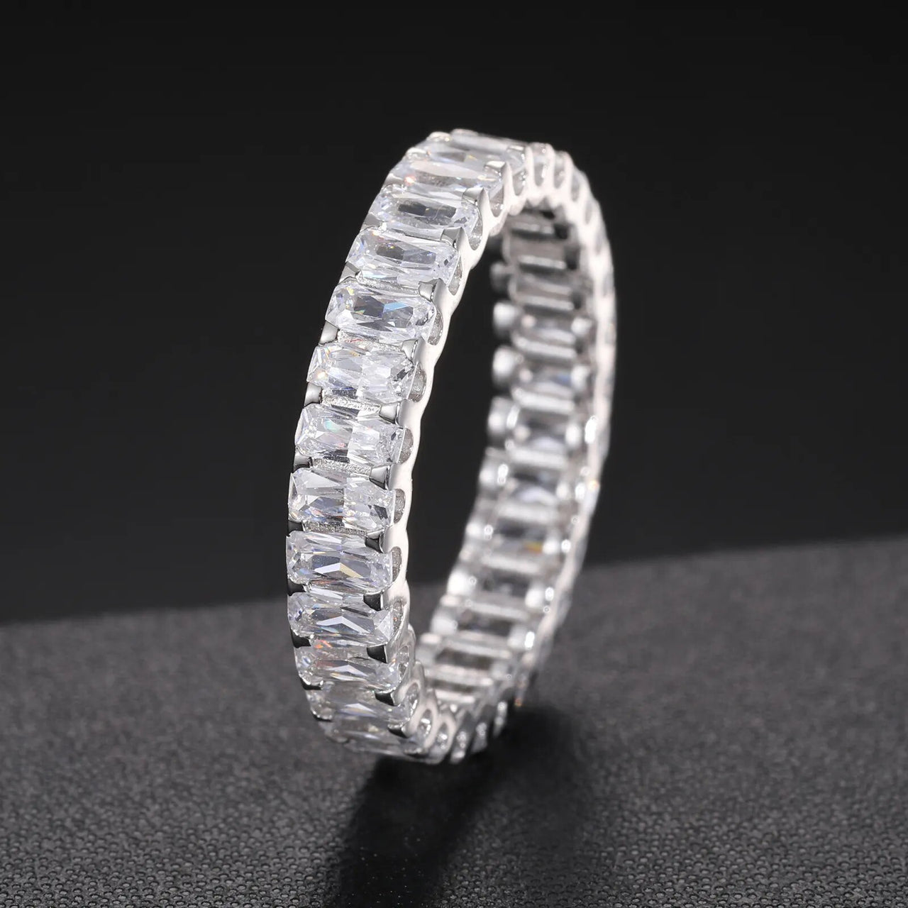 S925 Baguette Moissanite Eternity Band Ring - Different Drips