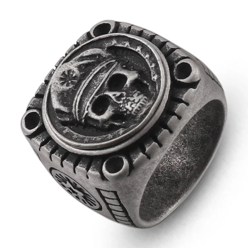 Smoking Skull Chunky Signet Ring - Different Drips