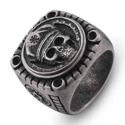 Smoking Skull Chunky Signet Ring - Different Drips