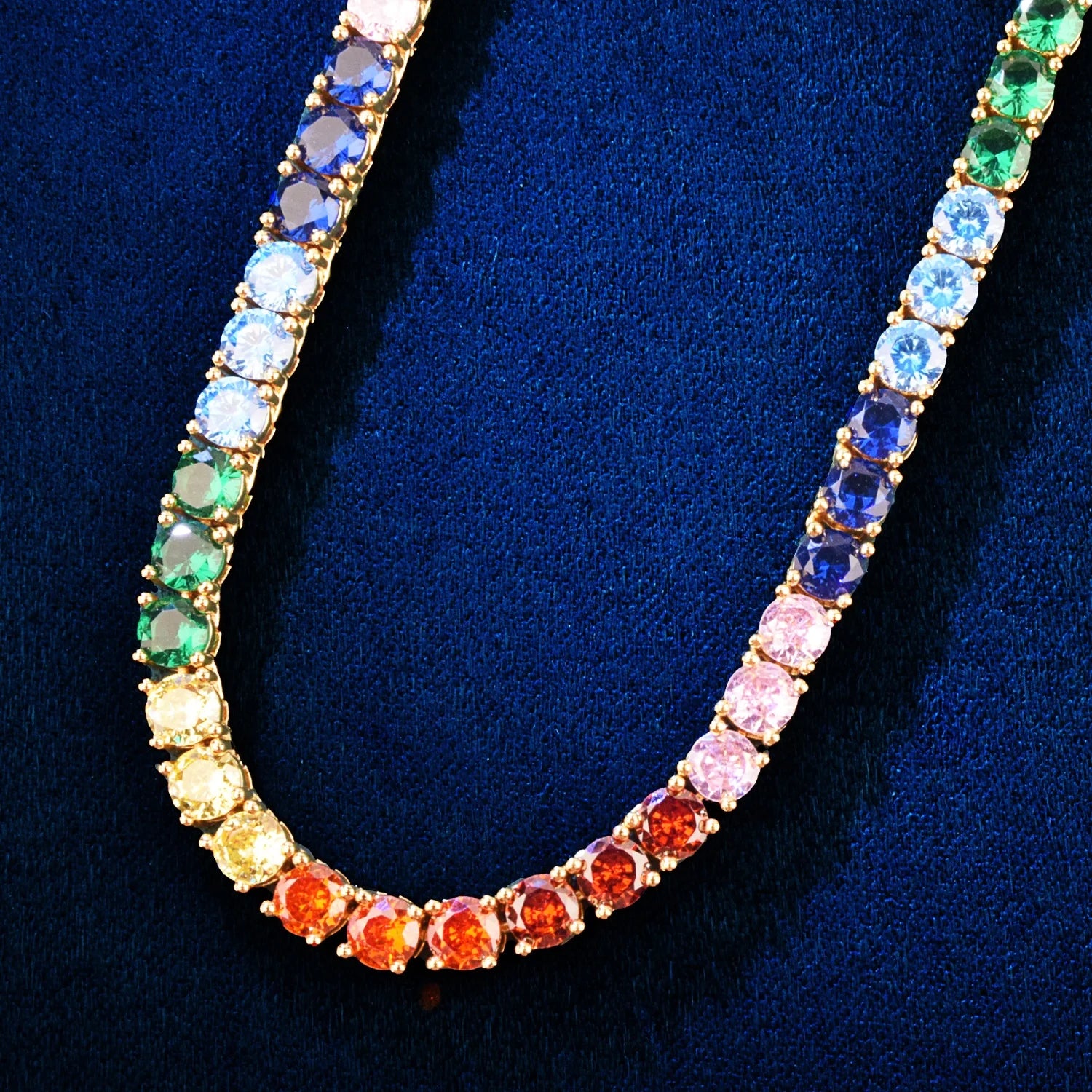 4mm Multi Color Round Cut Tennis Chain - Different Drips