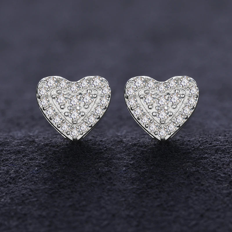 7mm S925 Moissanite Heart Stud Earrings - Different Drips