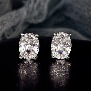 Women's S925 Oval Cut Moissanite Diamond Stud Earrings - Different Drips