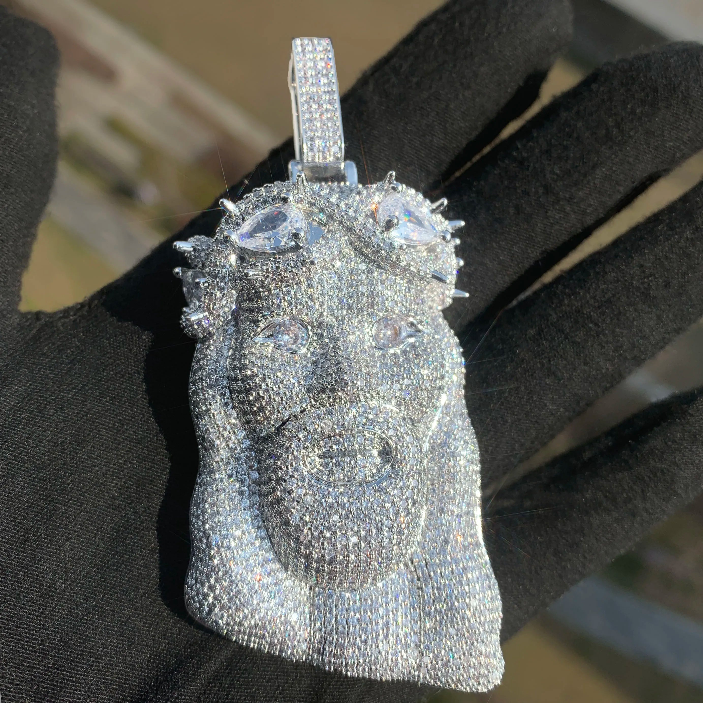 Diamond Infinity Crowned Jesus Pendant - Different Drips