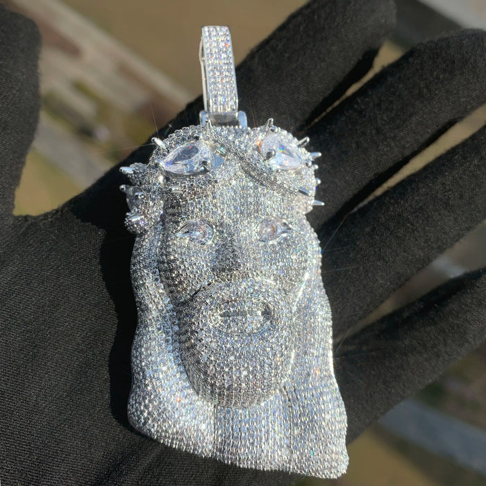Diamond Infinity Crowned Jesus Pendant - Different Drips