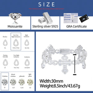 Iced Out Baguette Moissanite Cross Bracelet - Different Drips