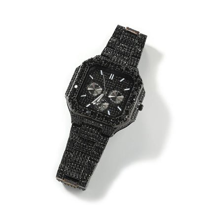 Iced Emerald Green Square Chronograph Watch