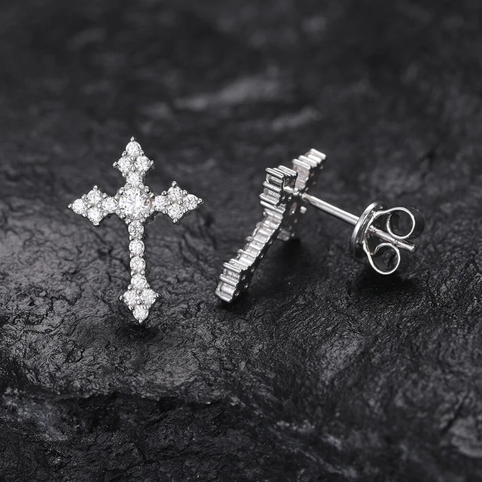 S925 Moissanite Diamond Cross Earrings - Different Drips