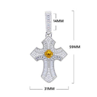 Thumbnail for Baguette Gem Stone Cross Pendant - Different Drips