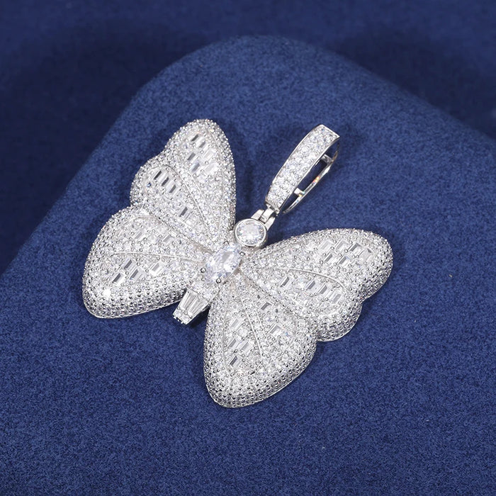 S925 Moissanite Baguette Diamond Butterfly Pendant - Different Drips