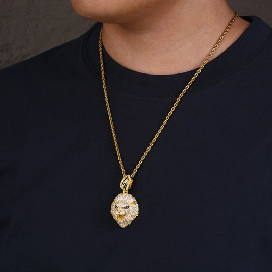 Moissanite Iced Lion Head Pendant - Different Drips