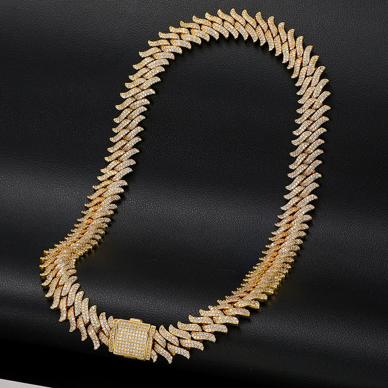 18mm S925 Moissanite Spiked Cuban Link Chain - Different Drips