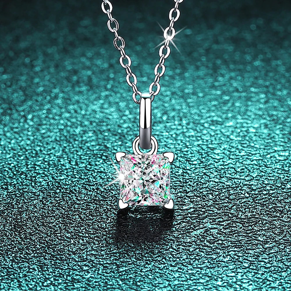 Women's S925 Square Cut Moissanite Diamond Pendant - Different Drips