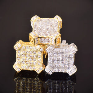 10mm Square Cut Pave Earrings - Different Drips