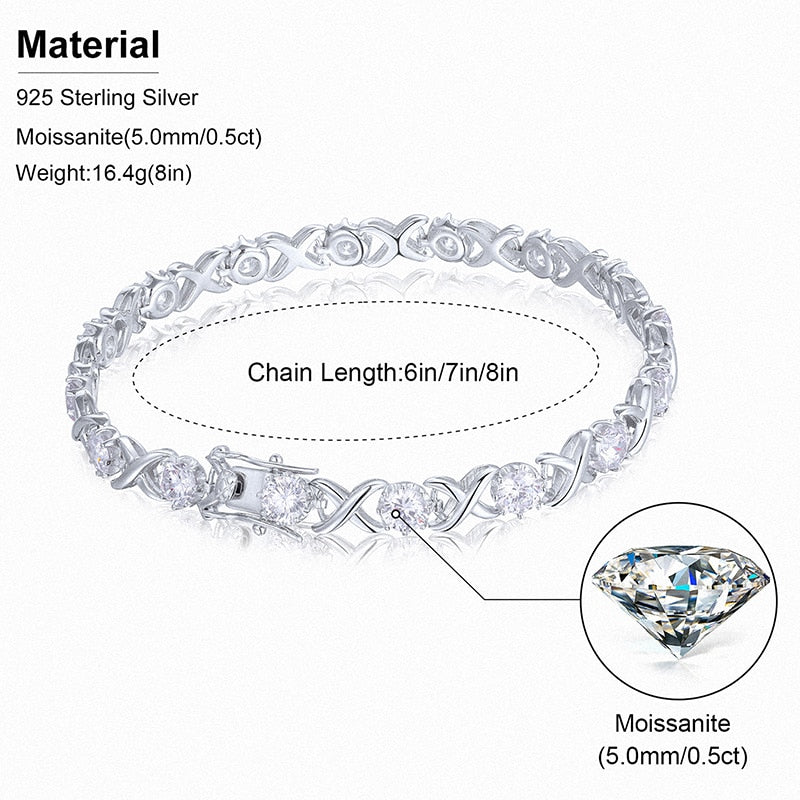 3-8mm S925 Moissanite Diamond Stationed Infinity Link Bracelet - Different Drips