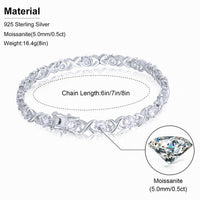Thumbnail for 3-8mm S925 Moissanite Diamond Stationed Infinity Link Bracelet - Different Drips