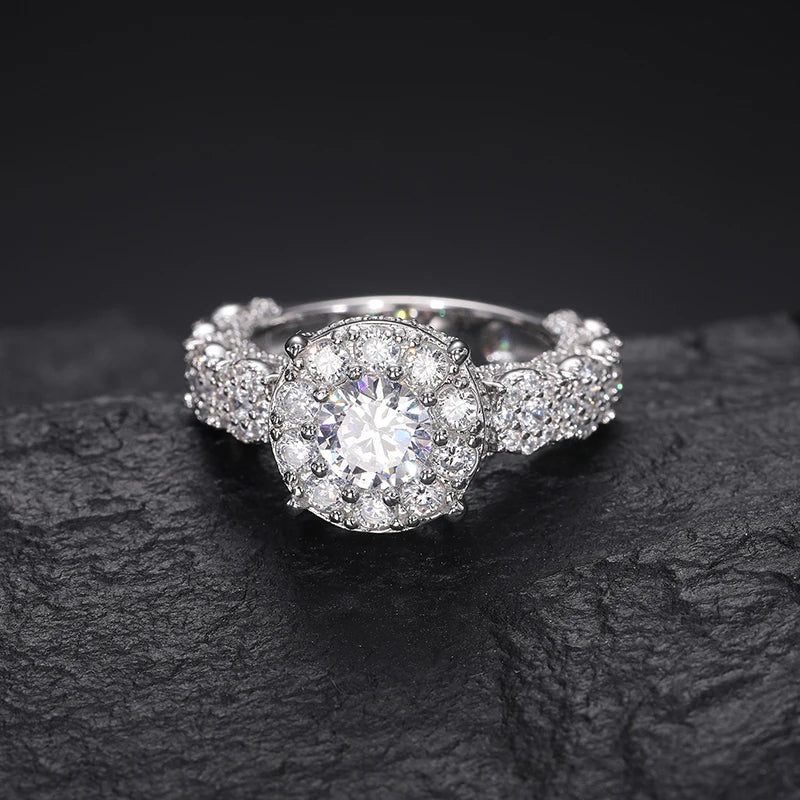 S925 Clustered Moissanite Diamond Cocktail Ring - Different Drips