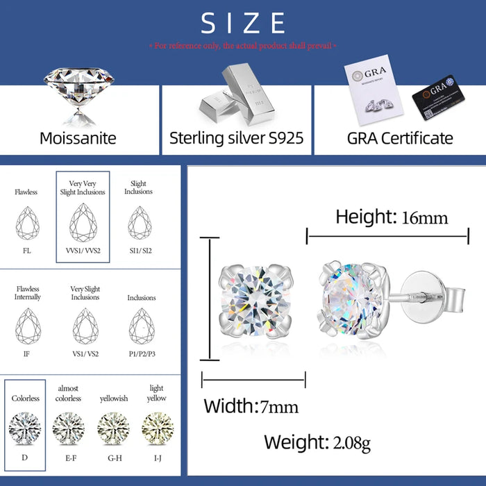 925 Sterling Silver Flower Prong Moissanite Stud Earrings - Different Drips