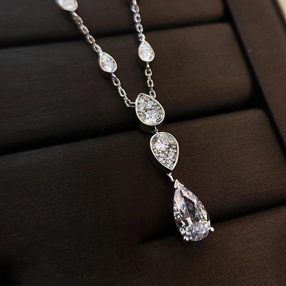 Women's S925 Moissanite Diamond Lariat Necklace - Different Drips