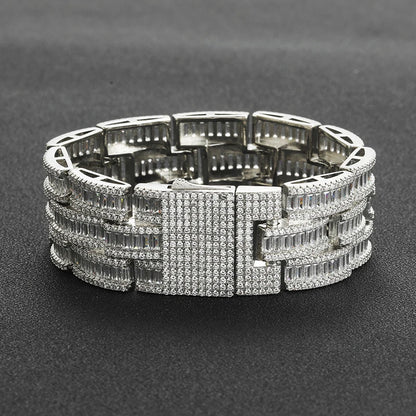 Iced Out Wide Baguette Multi Row Bracelet - Different Drips