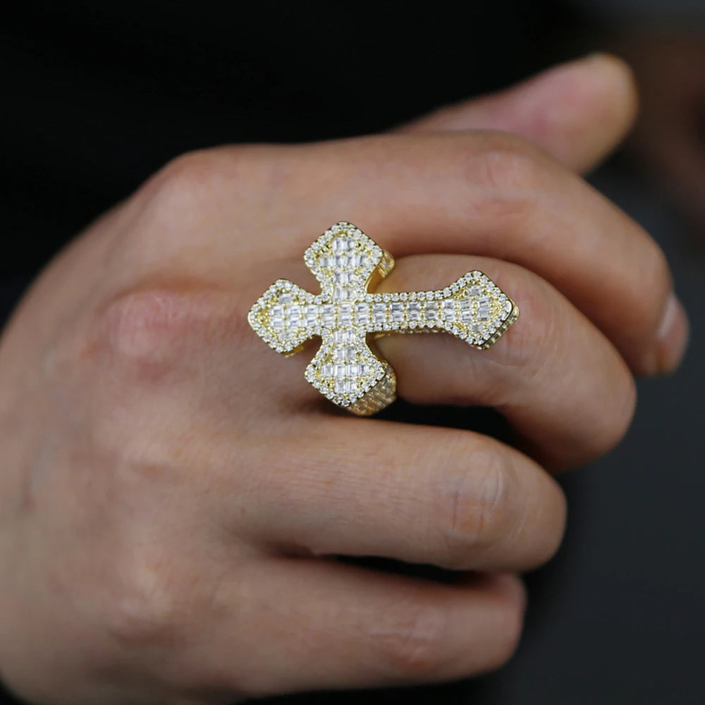 Baguette Large Royal Cross Ring - Different Drips