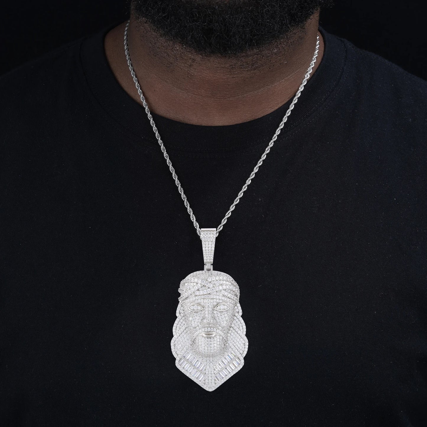 S925 Moissanite Baguette Diamond Jesus Piece Pendant - Different Drips