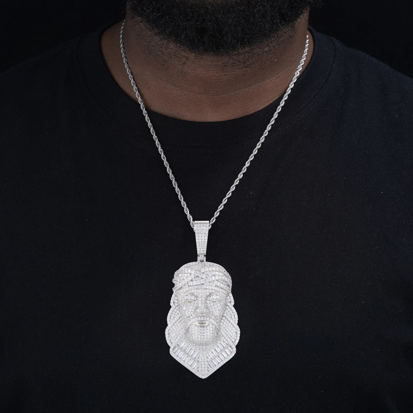 S925 Moissanite Baguette Diamond Jesus Piece Pendant - Different Drips
