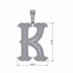 S925 Moissanite Baguette Custom Letter Pendant - Different Drips