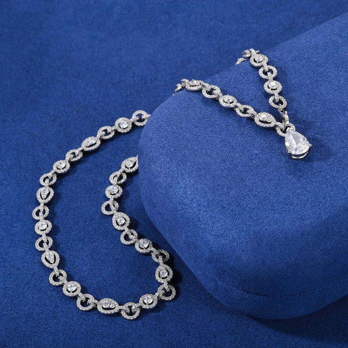 S925 Moissanite Diamond Double-Circle Link Necklace - Different Drips