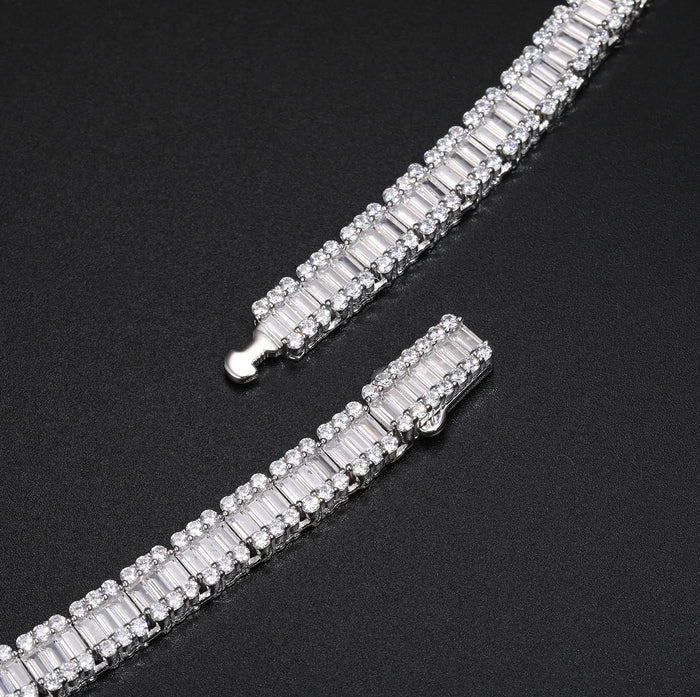 14mm S925 Moissanite Baguette Tennis Chain - Different Drips