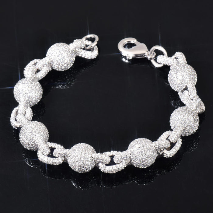10mm Iced Ball Rolo Link Bracelet - Different Drips