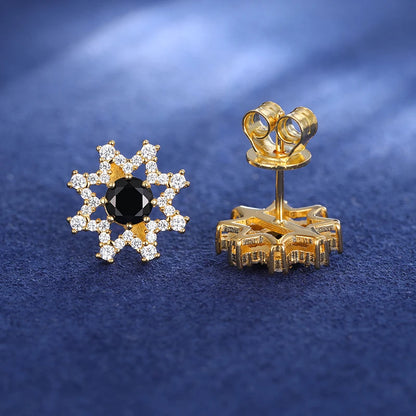 S925 Black Moissanite Eight-pointed Star Stud Earrings - Different Drips